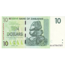 P67 Zimbabwe - 10 Dollars Year 2007